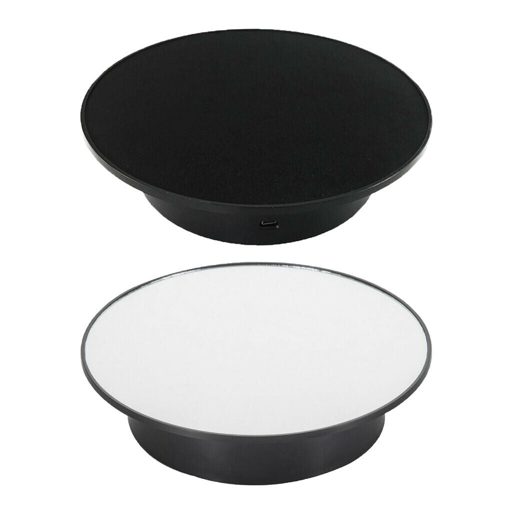 2x Electric 360° Rotating Display Stand Velvet & Mirror Top Jewelry Bag