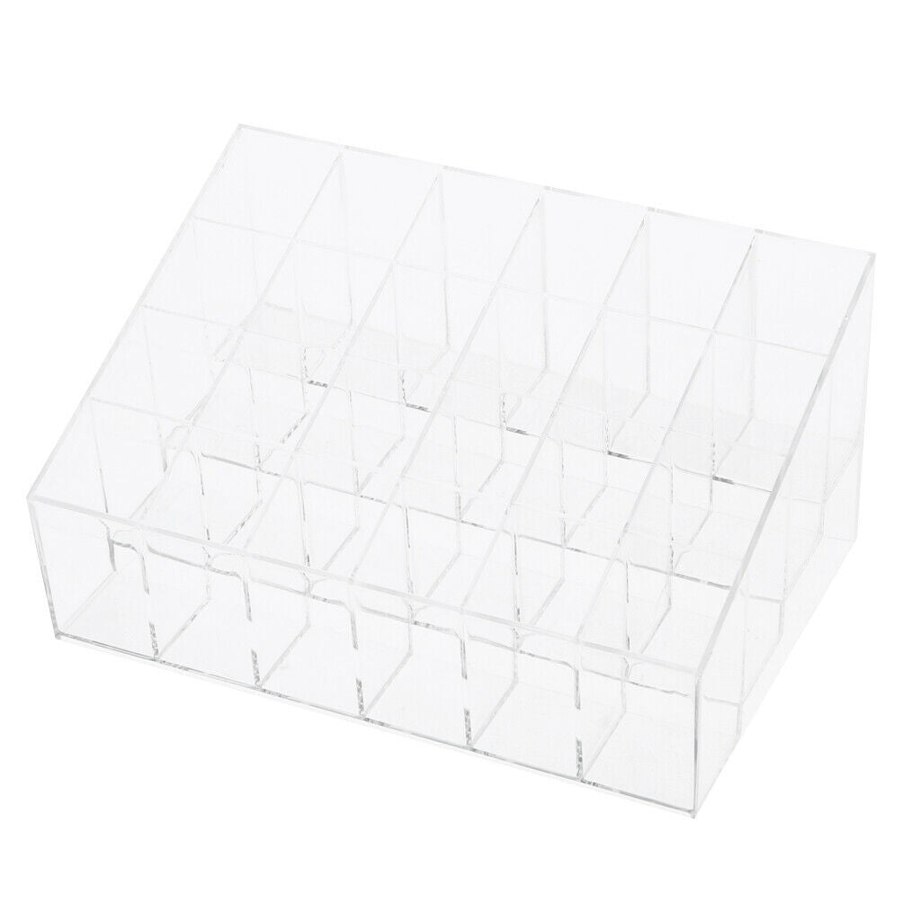 2Pcs Clear Acrylic 24 Slot Lipstick Lip Gloss Brushes Rack Holder Organizer