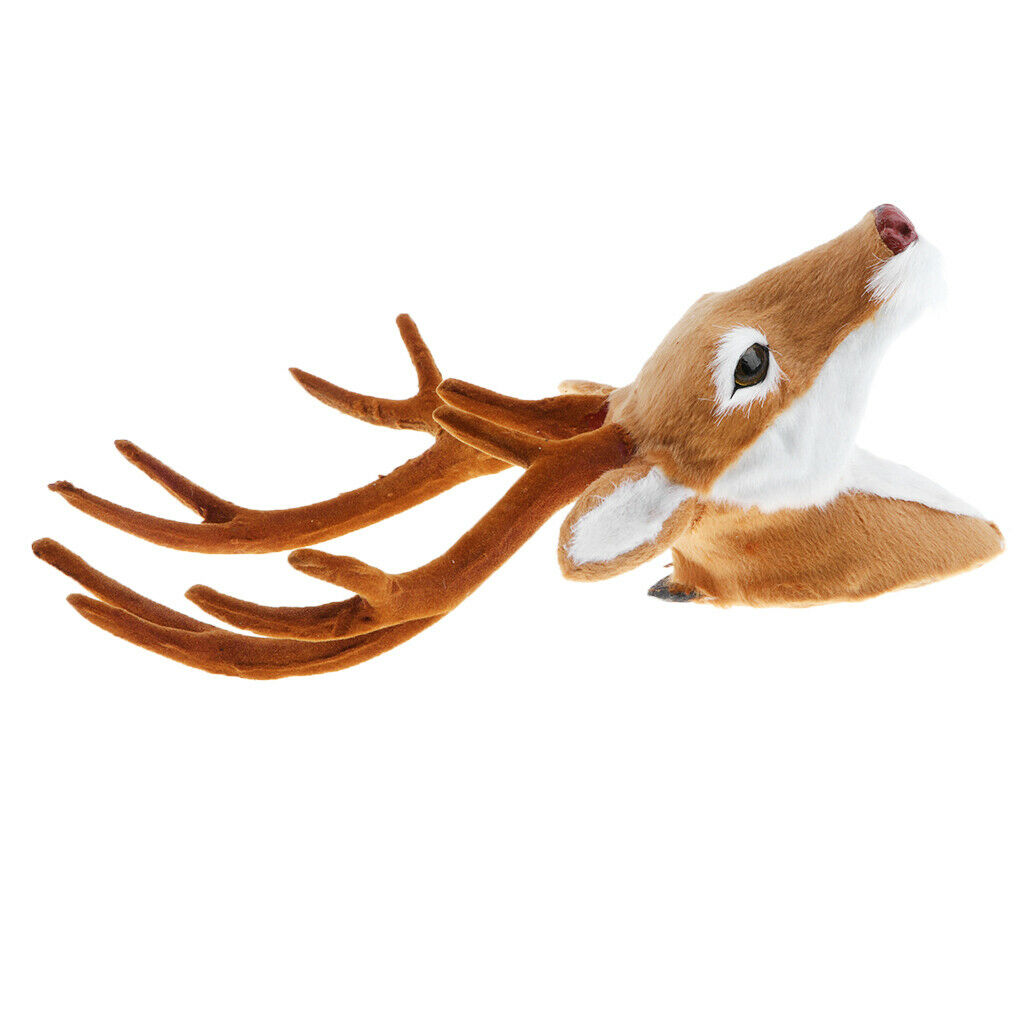 Animal Simulation Wall Sculpture, Yellow Faux Fur Deer Head Crafts Statues, Home