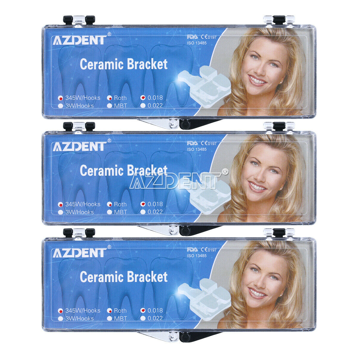 5 X Dental Orthodontic Clear Ceramic Brackets Braces Roth 018 Hooks 345 AZDENT