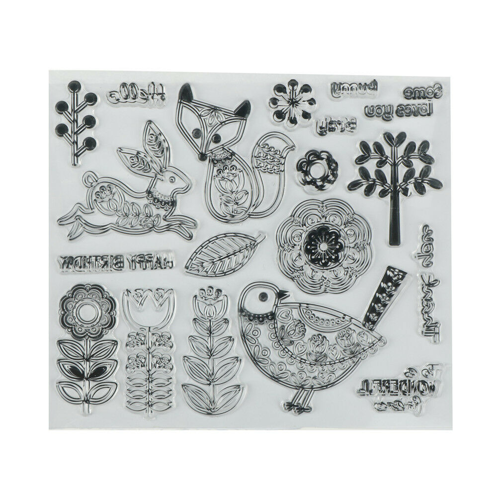 Lovely Fox Rabbit and Bird Birthday Clear Stamp Scrapbooking Photo Album DecorDD