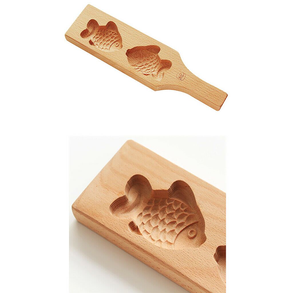 Pair Wooden Moon Cake Molds Pattern Shape Pastry Accessory Muffin Kitchen