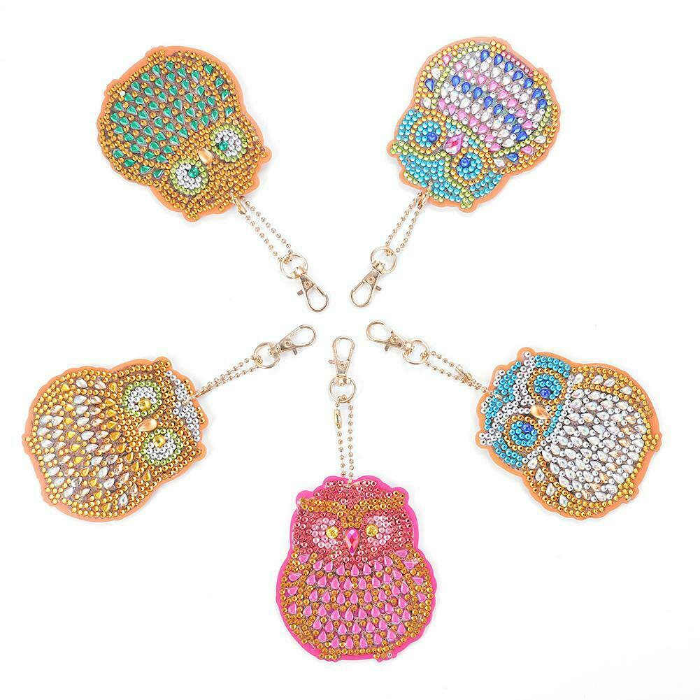 5pcs DIY Full Drill Special Shaped Diamond Painting Bird Key Ring Pendant @