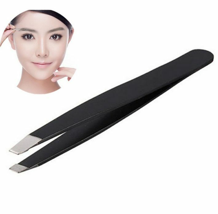 1x Professional Eyebrow Tweezers Hair Beauty Slanted Stainless Steel Tweezer ~