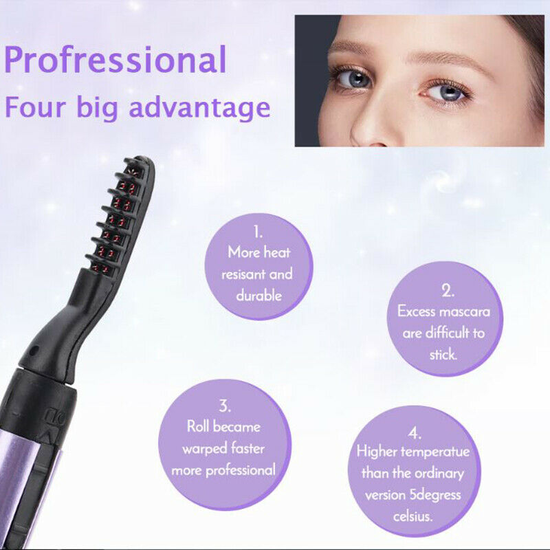 Portable Electric Heated Eyelash Curler Eyelashes Brush Long-Lasting Curl.l8