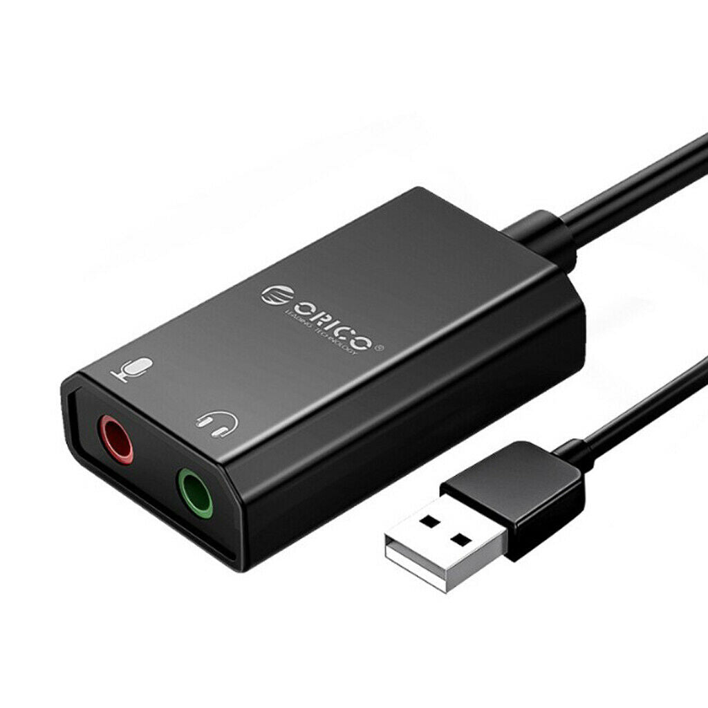 Black 2 Channels USB Audio Adapter External Sound Card Adapter for Win Linux