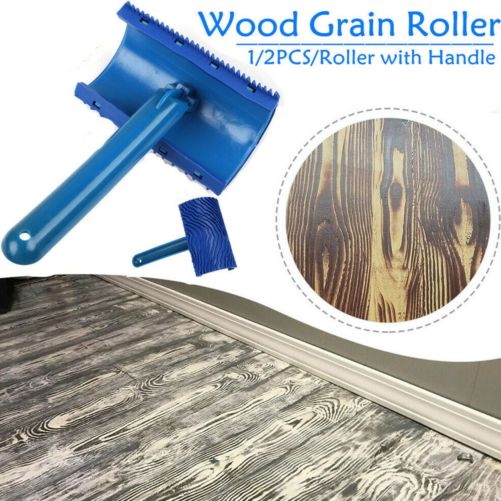 Imitation Wood Grain Paint Roller Brush Wall Texture Painting Art Tool Set