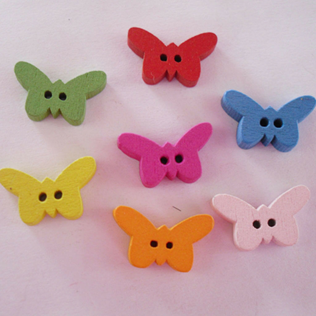 100Pcs Novelty Buttons Butterfly Baby Kids Knitting - Sewing - Cardmaking