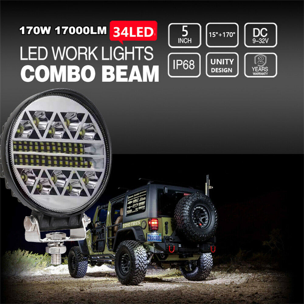 LED Work Light Bar Flood Spot Beam Foglamp Waterproof for ATV SUV Offroad Indoor