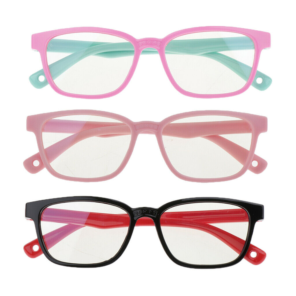 3pcs Kids Eyeglasses Blue-blocking Soft Silicone Frame Computer Glasses