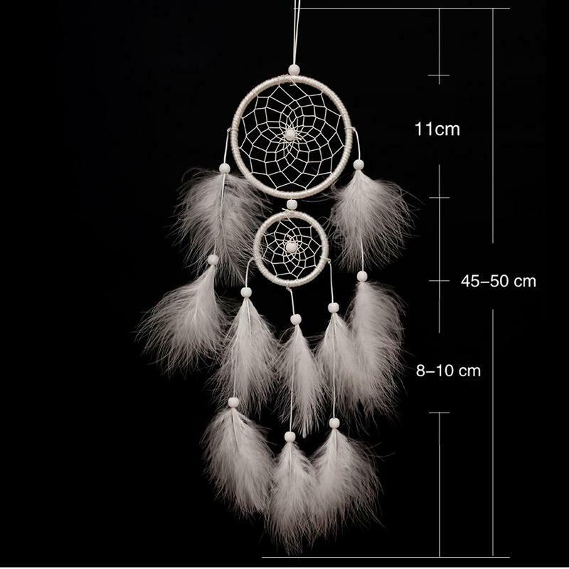 Handmade Dream Catcher with Feather Wall Car Hanging Decoration Ornament White