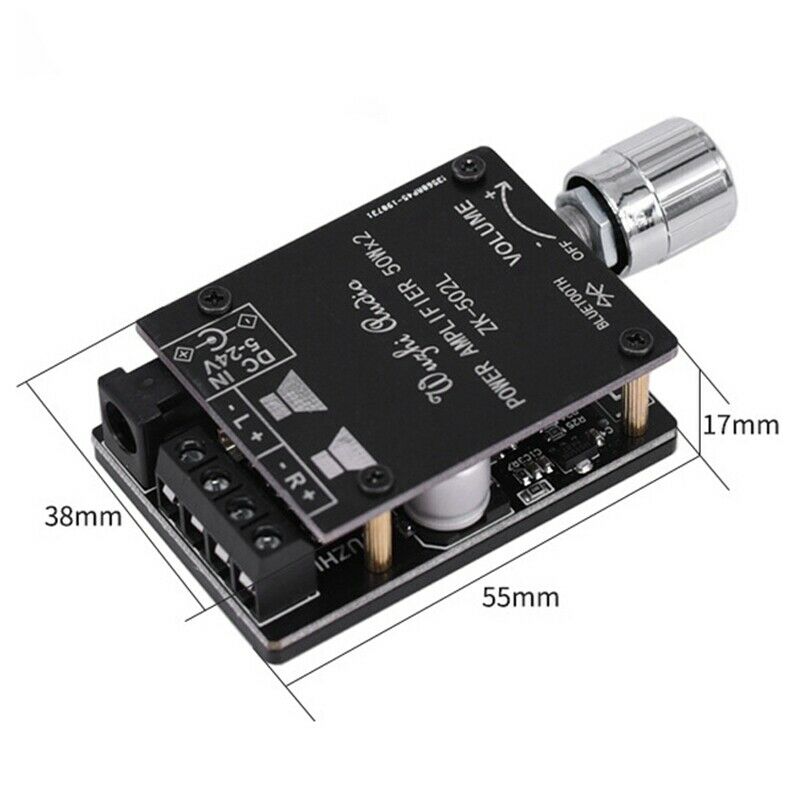 ZK-502L Bluetooth 5.0 Wireless Audio Digital Power Amplifier Stereo Board 50WxD9