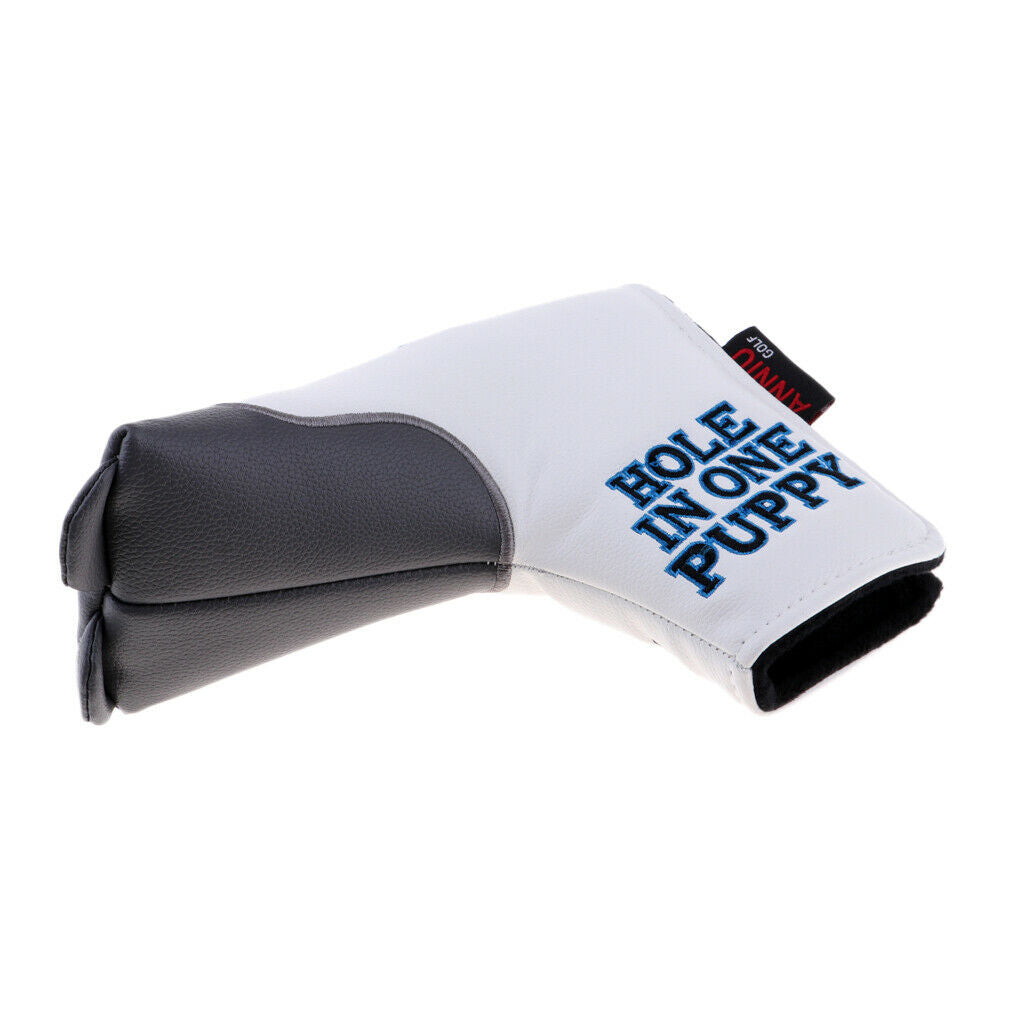 Golf Mallet Putter Head Cover Dog Pattern  Protector Closure L-Shape