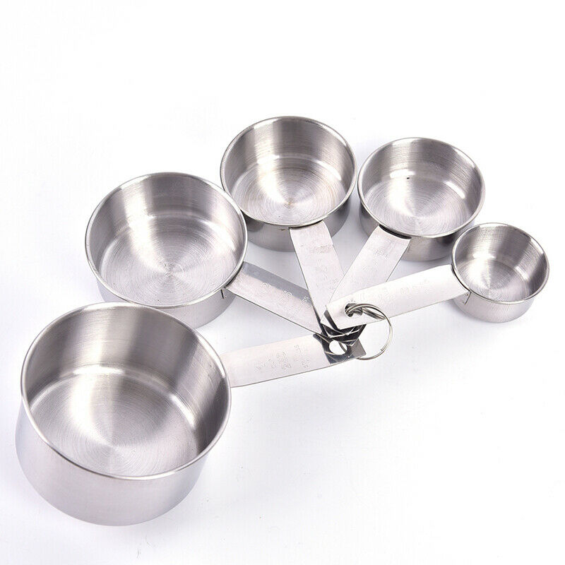 5PCS Stainless Steel Measuring Cups and Spoons Set Kitchen Baking Gadget TooBDD
