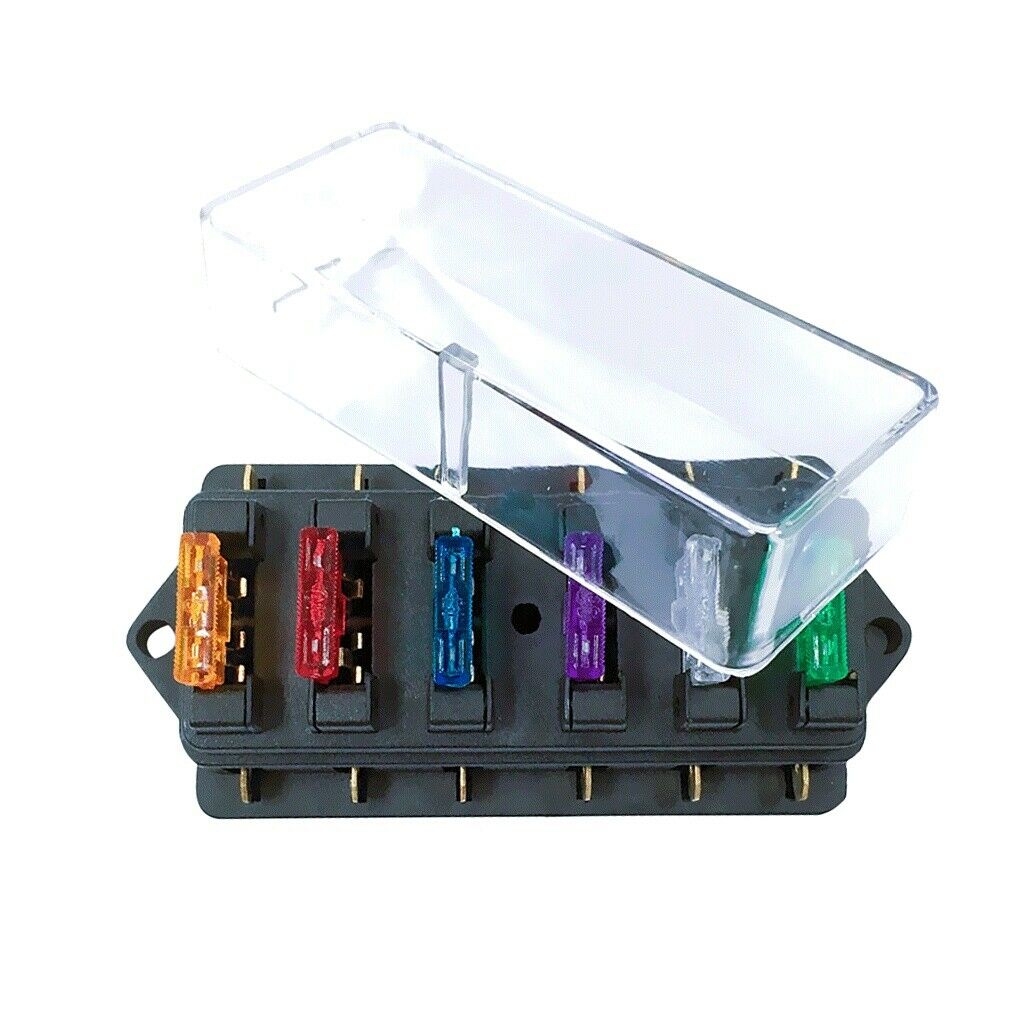 6 Way Circuit Fusebox Blade Fuse Terminal Holder Universal Car Vehicle