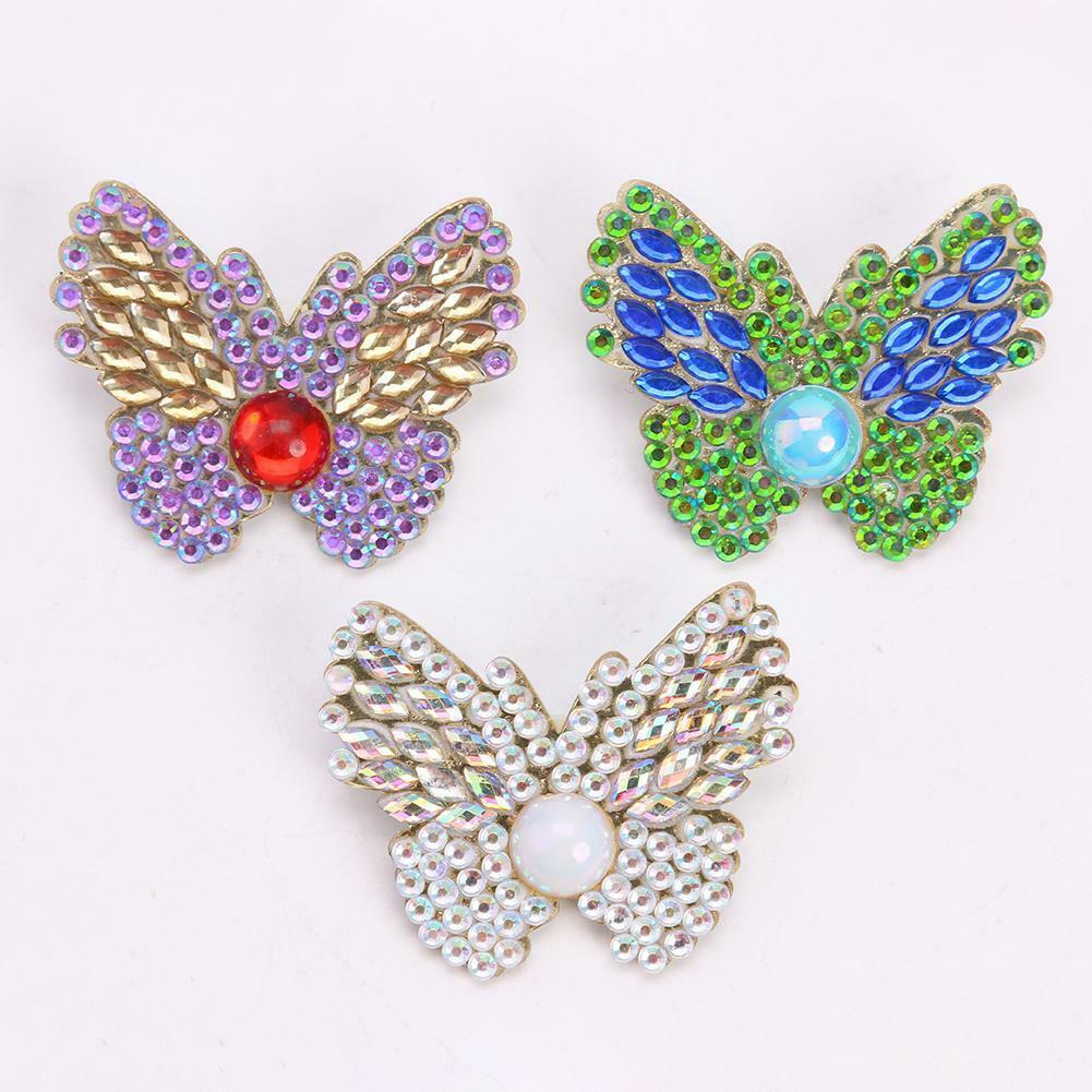 3pcs DIY Butterfly Full Drill Diamond Brooch Women Elegant Sweater Badges @