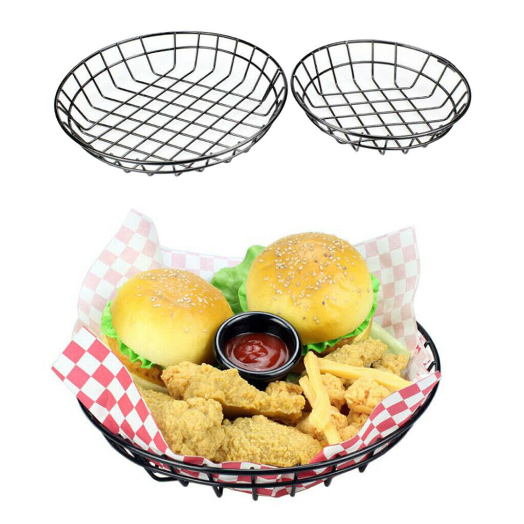 2x S + L Metall Fast Food Baskets Restaurant For Hamburger Fries