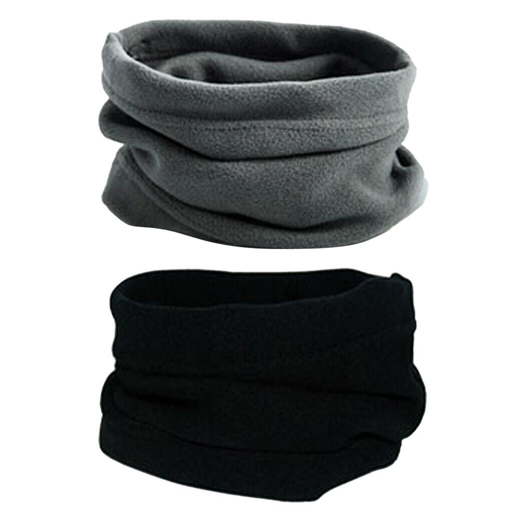 2Pieces Polar Fleece Neck Tube Windproof Motorbike Snood Thermal Circle Scarf