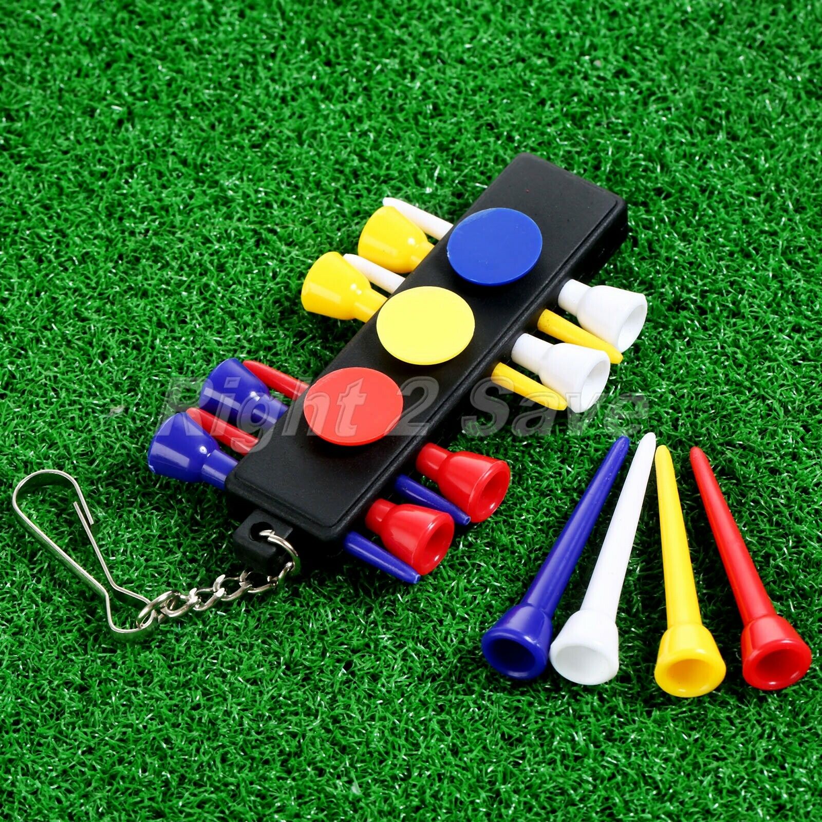 Golf Tee Holder Carrier 12 Wooden Golf Ball Tees+3 Ball Markers+Keychain Outdoor