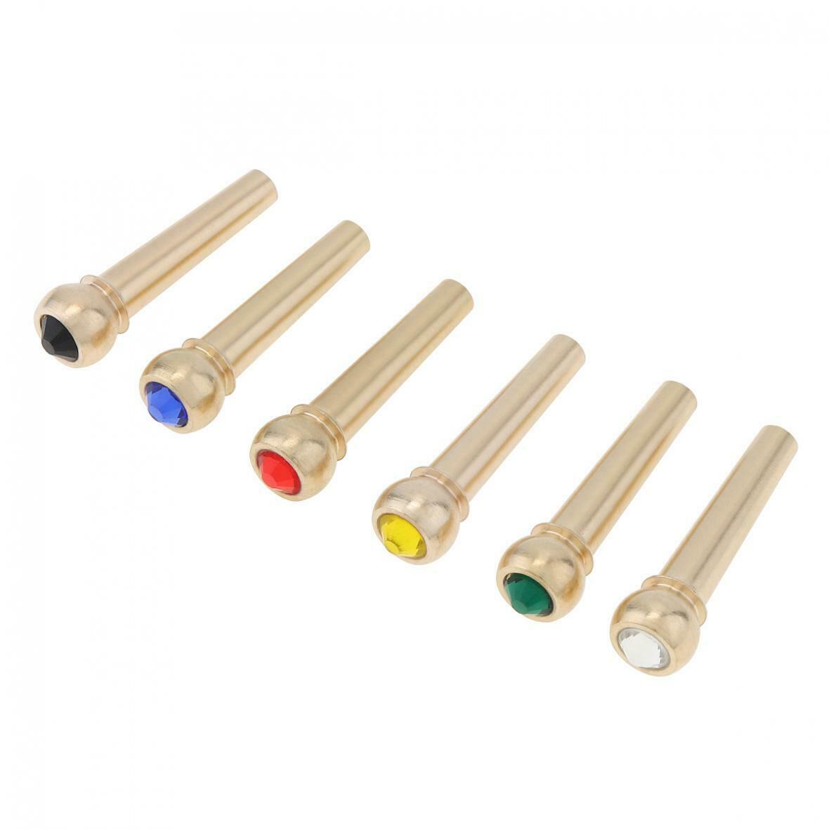6pcs Guitar Strings Nail Acoustic Colorful Guitar Bridge Pins Brass Guitar