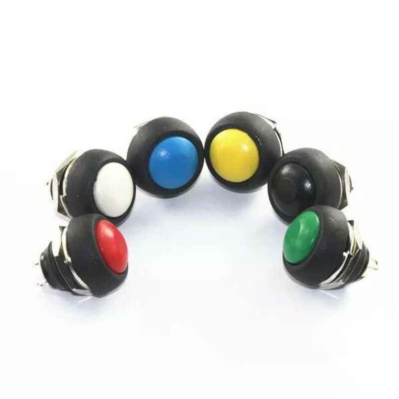 6PCS 12mm Push Button Switch Momentary/Unlock Red/Yellow/White/Black/Green/Blue