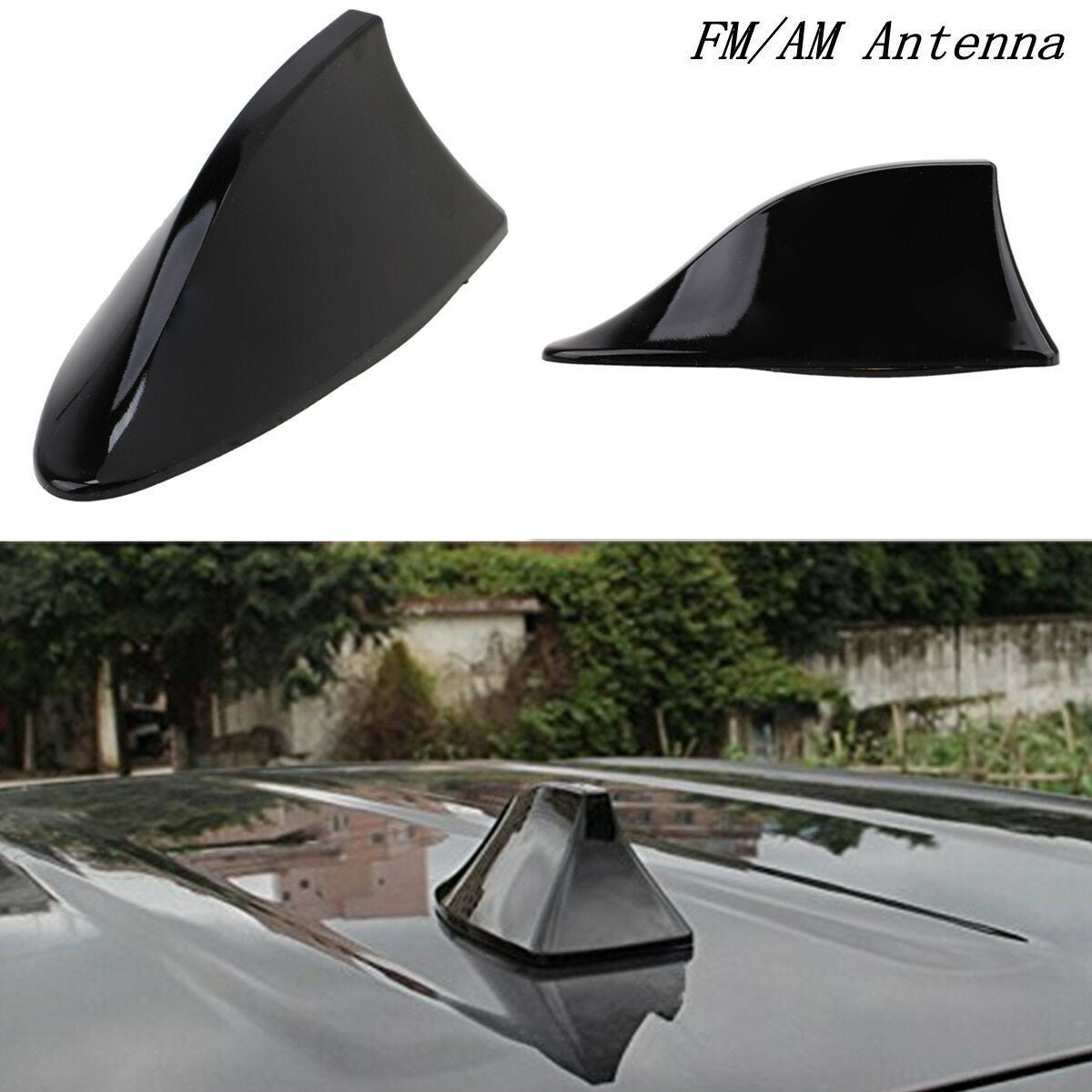 Black Universal Auto Car Roof Radio AM/FM Signal Shark Fin Style Aerial Antenna