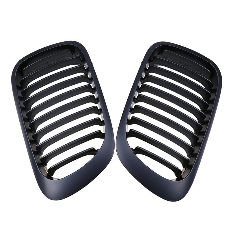 Matte Black Style Front Kidney Grille Grills Dual Slat For 1998-02 BMW E46 2Door