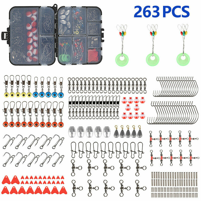 263PCS Fish Tackle Box Fishing Accessories Case Fish Hook Lure Parts Kit SetBDA