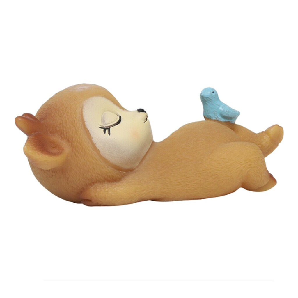 4x Sleeping Deer Baby Car Decoration Cartoon Desktop Silicone Craft DIY Ornament