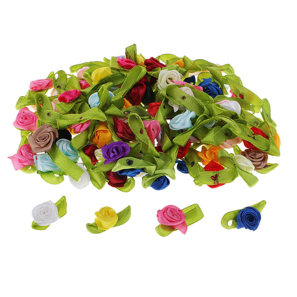 100pcs Artificial Silk Rose Flower Head Card Making Scrapbook Embellishment