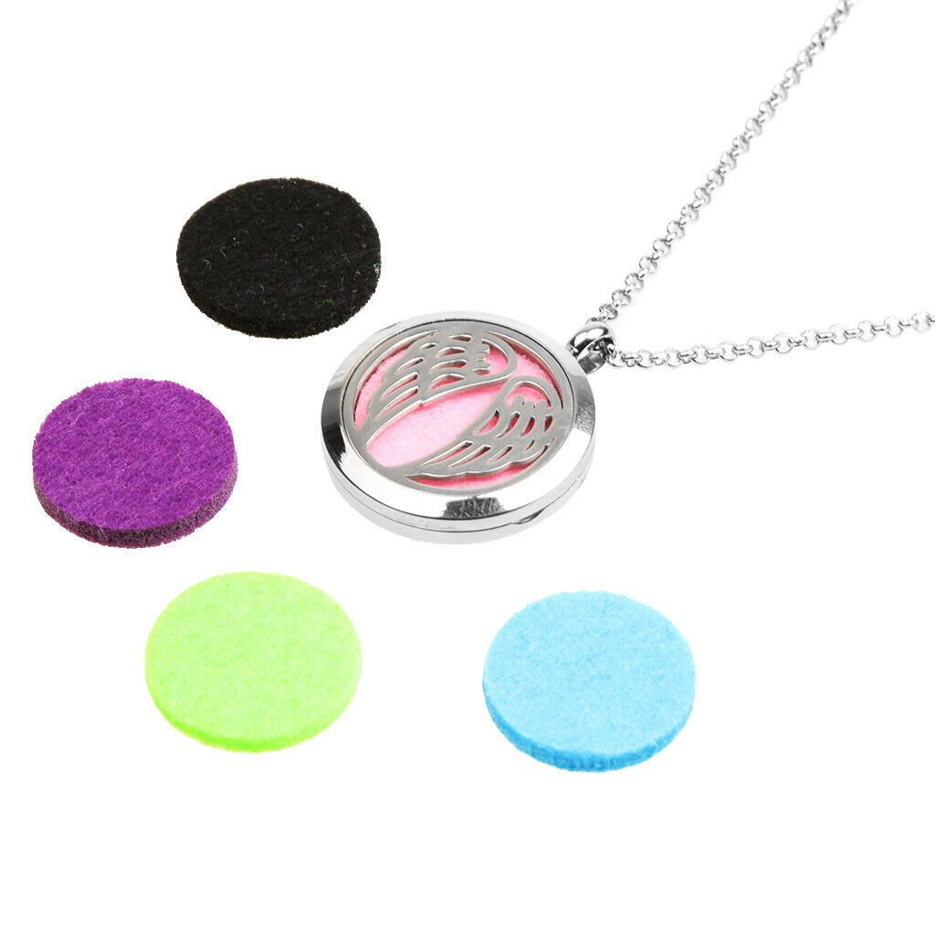 3 Pieces Aromatherapy Essential Oil Diffuser Pendant Necklace Steel Locket
