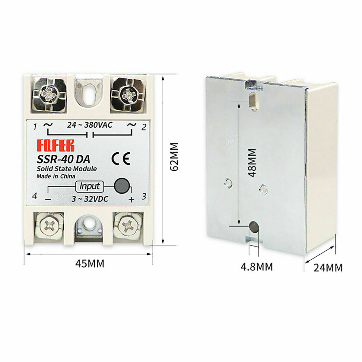 Solid State Relay Module DC--AC Single Phase 3-32VDC Silent Non-Contact SSR-10DA