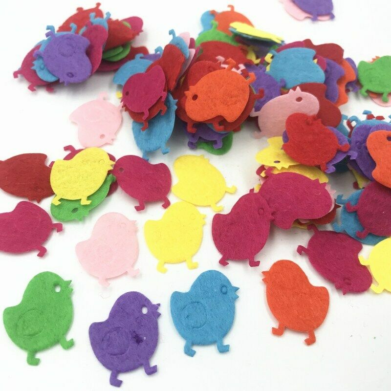 100pcs Mixed Colors Chick shape Felt Appliques Crafts Making decoration 25mm