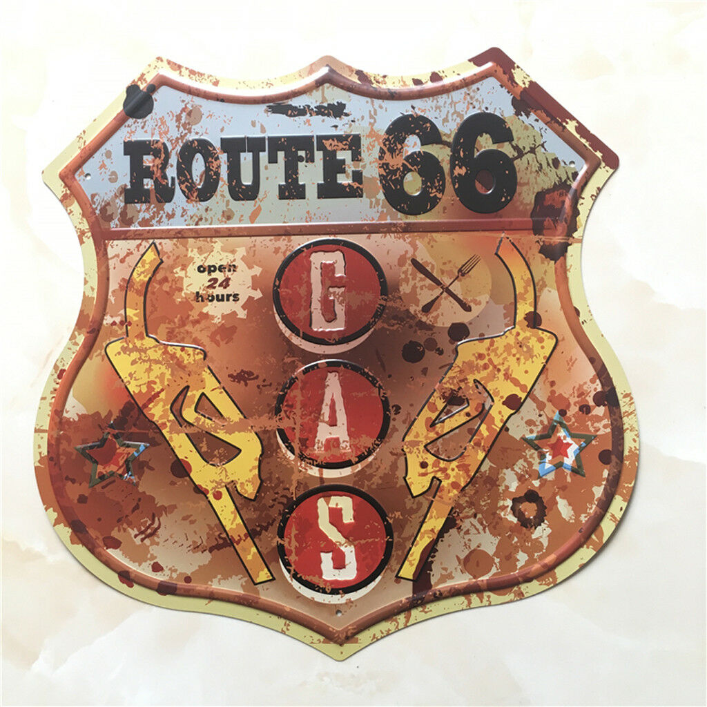 Shield Metal Retro Tin Signs Wall Plaque Pub Bar Man Cave Route 66 US Art 1