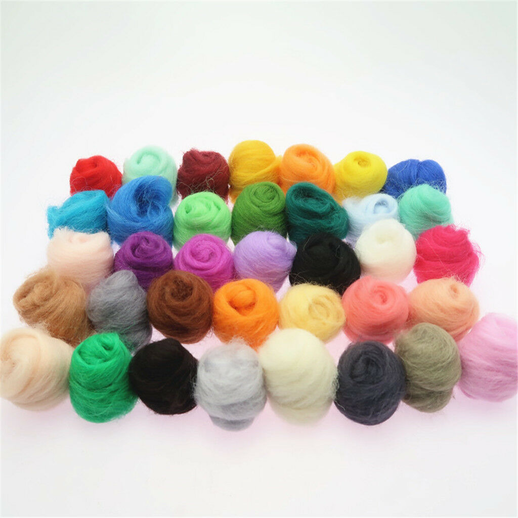 Wholesale 36Pcs 3g Needle Felting Felt Wool Roving Dyed Spinning Wet Fiber