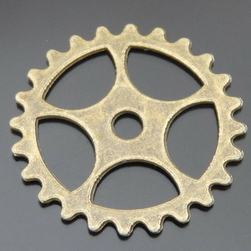 24mm Retro Alloy Bronze Steampunk Cog Charm Gear Watch Part Pendant Craft 30 pcs