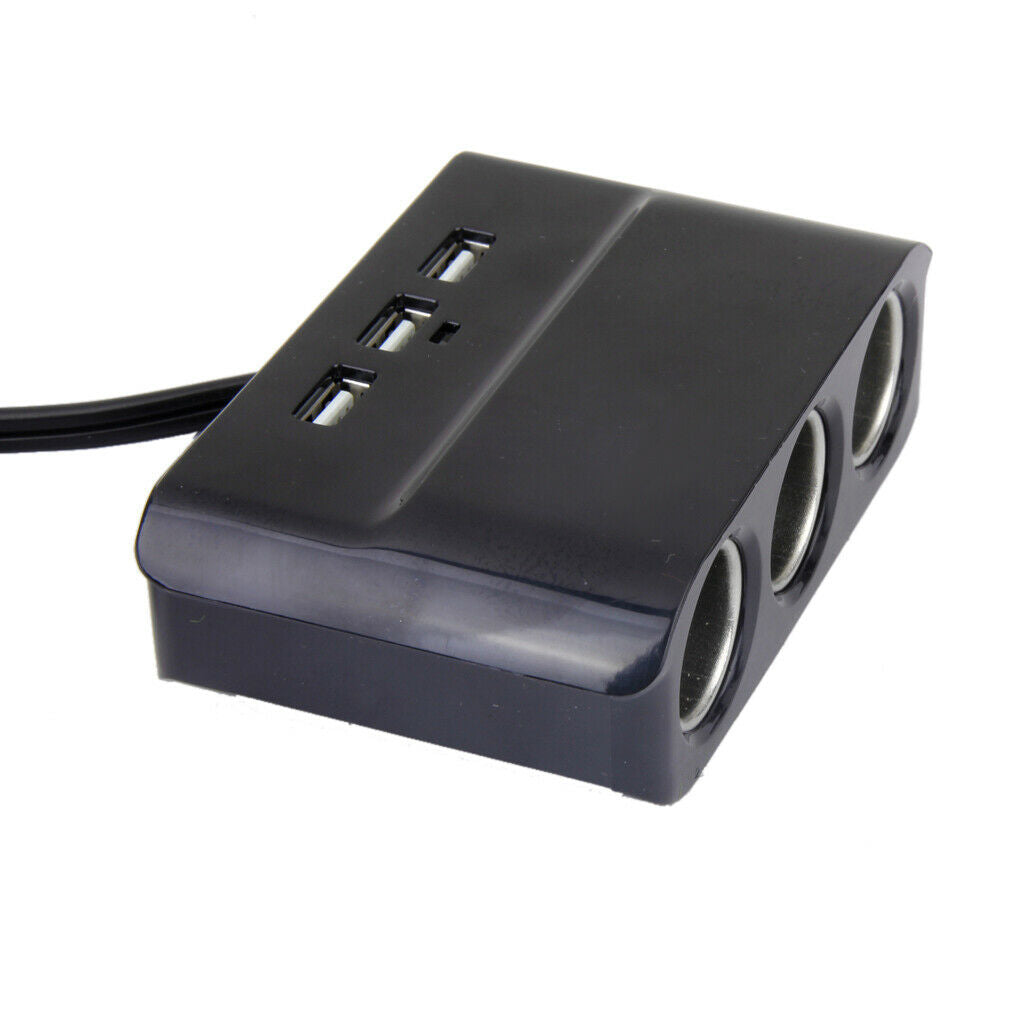 MagiDeal 3 Way Multi Socket Car Cigarette Splitter USB Port Charger 12V-24V