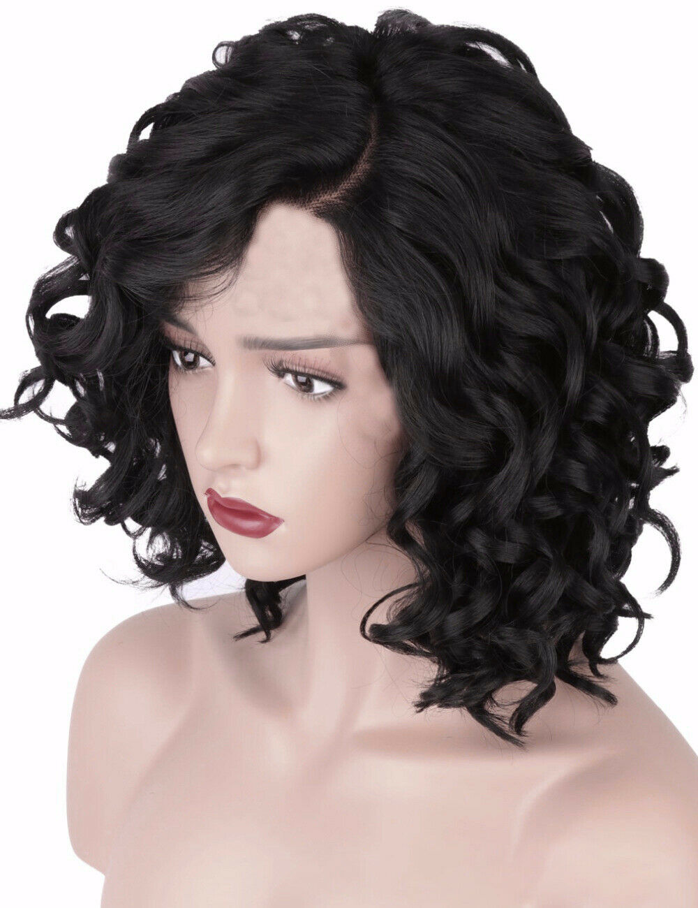 Short Wavy Full Wigs Lady Women's Curly Synthetic Hair Wigs Heat Resistant Wigs