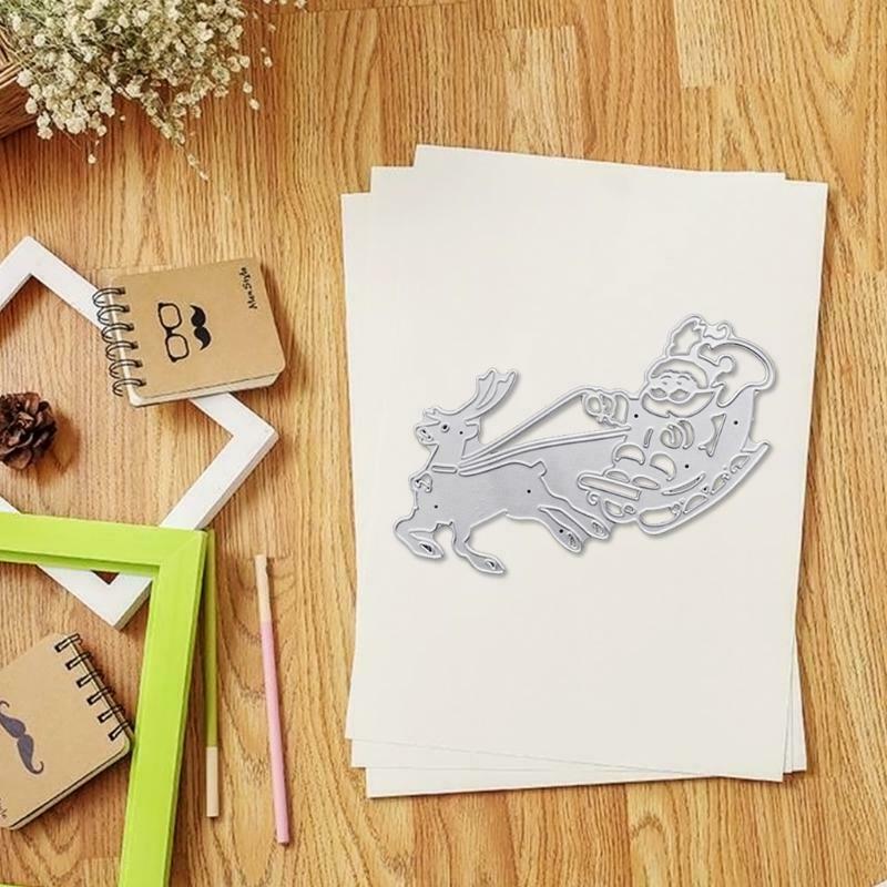 Christmas Santa Sleigh Elk Metal Cutting Dies Stencil DIY Scrapbook Album Paper