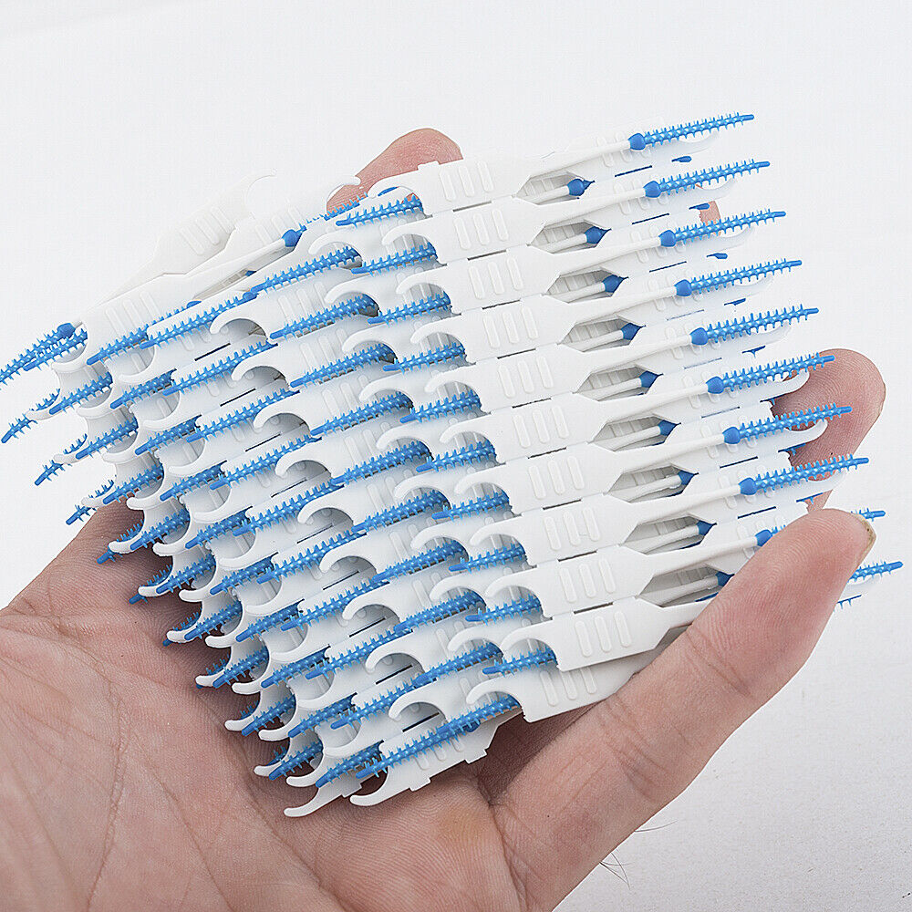 120Pack Dual Toothpick Oral Interdental Cleaner Teeth Floss Dental Gum Brush