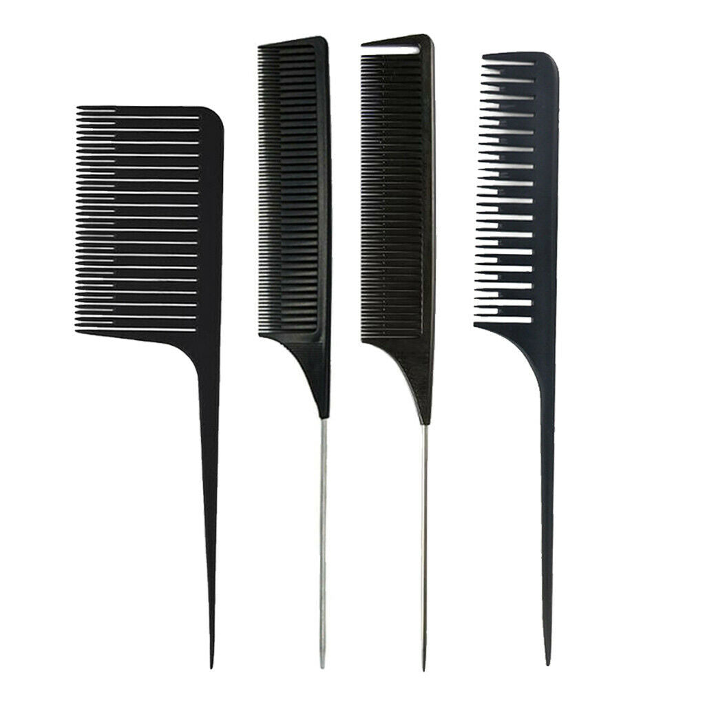 4Pcs ABS Weaving Highlighting Foiling Hair Comb Styling Tail Combs Black