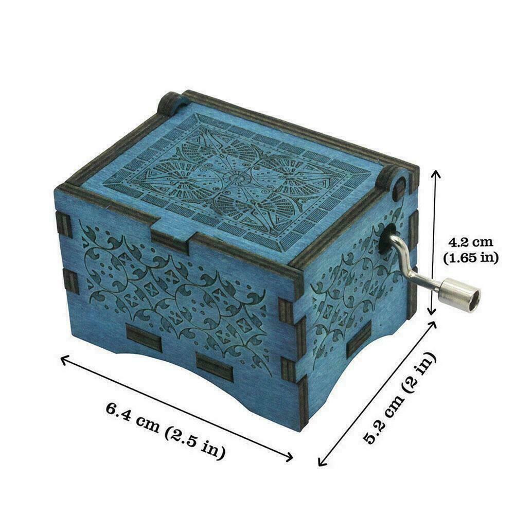Music Box You are My Sunshine blue,Wooden Classic Music Crafts Crank Box