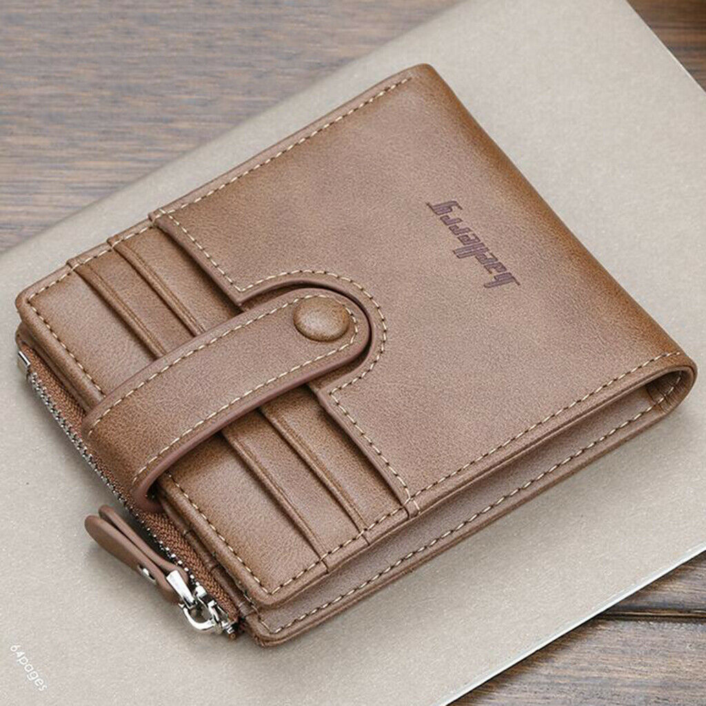 Male Wallet Folding Credit Card Holder Bifold Wallet Coin Purse Gift Brown