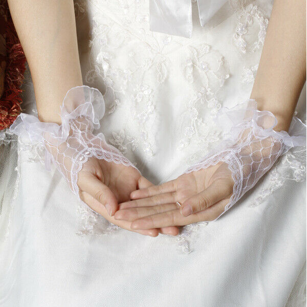 Lace/Voile Fingerless Wrist Length Fishnet Bridal/Evening/Party Gloves Style 009