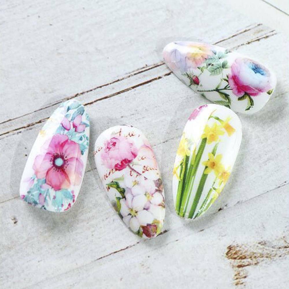 10 Sheets Mixed Rose Flower Nails Transfer Foil Beauty Nail Art Stickers Decals