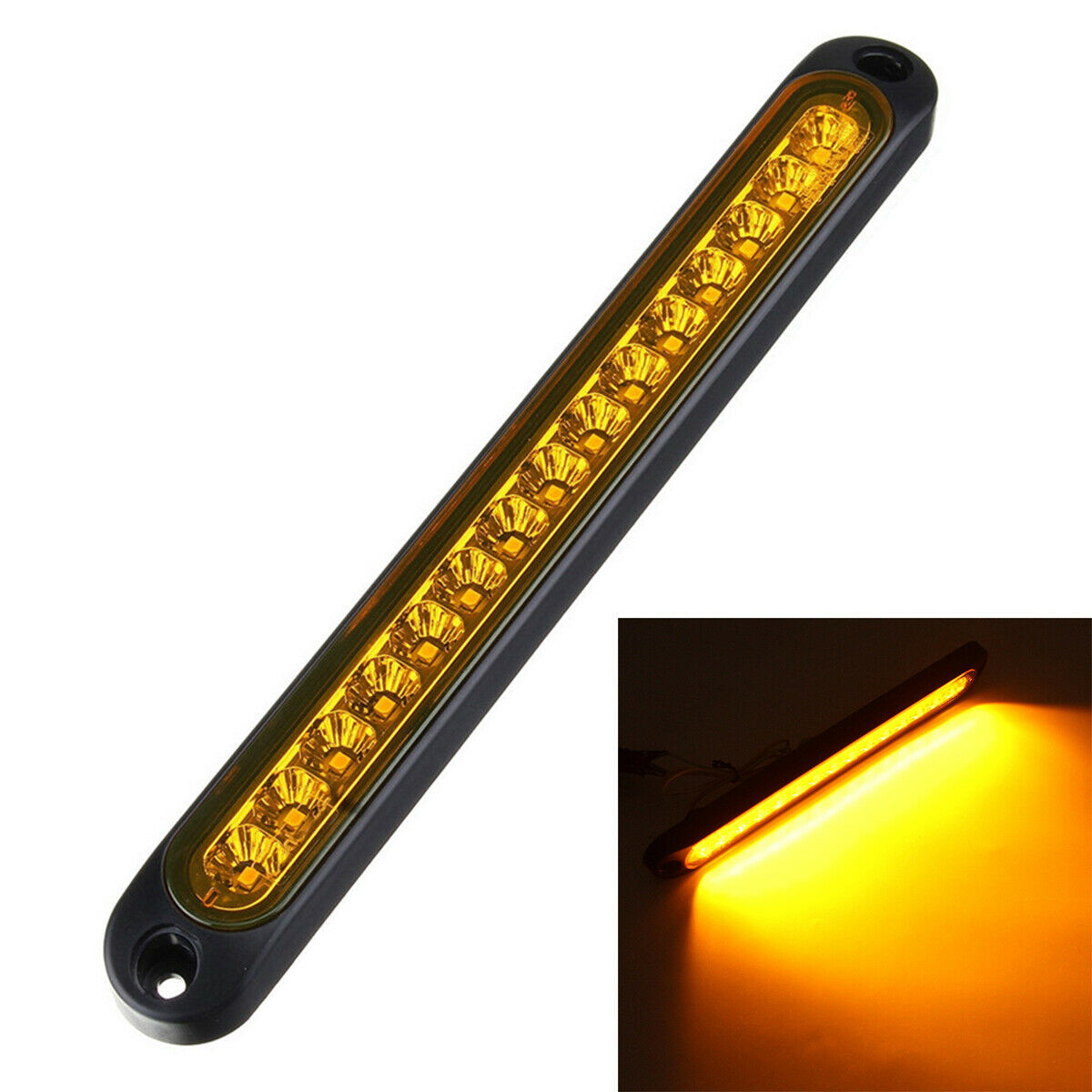 LED Amber Light bar Emergency Warning Strobe Flashing Yellow Indicator light