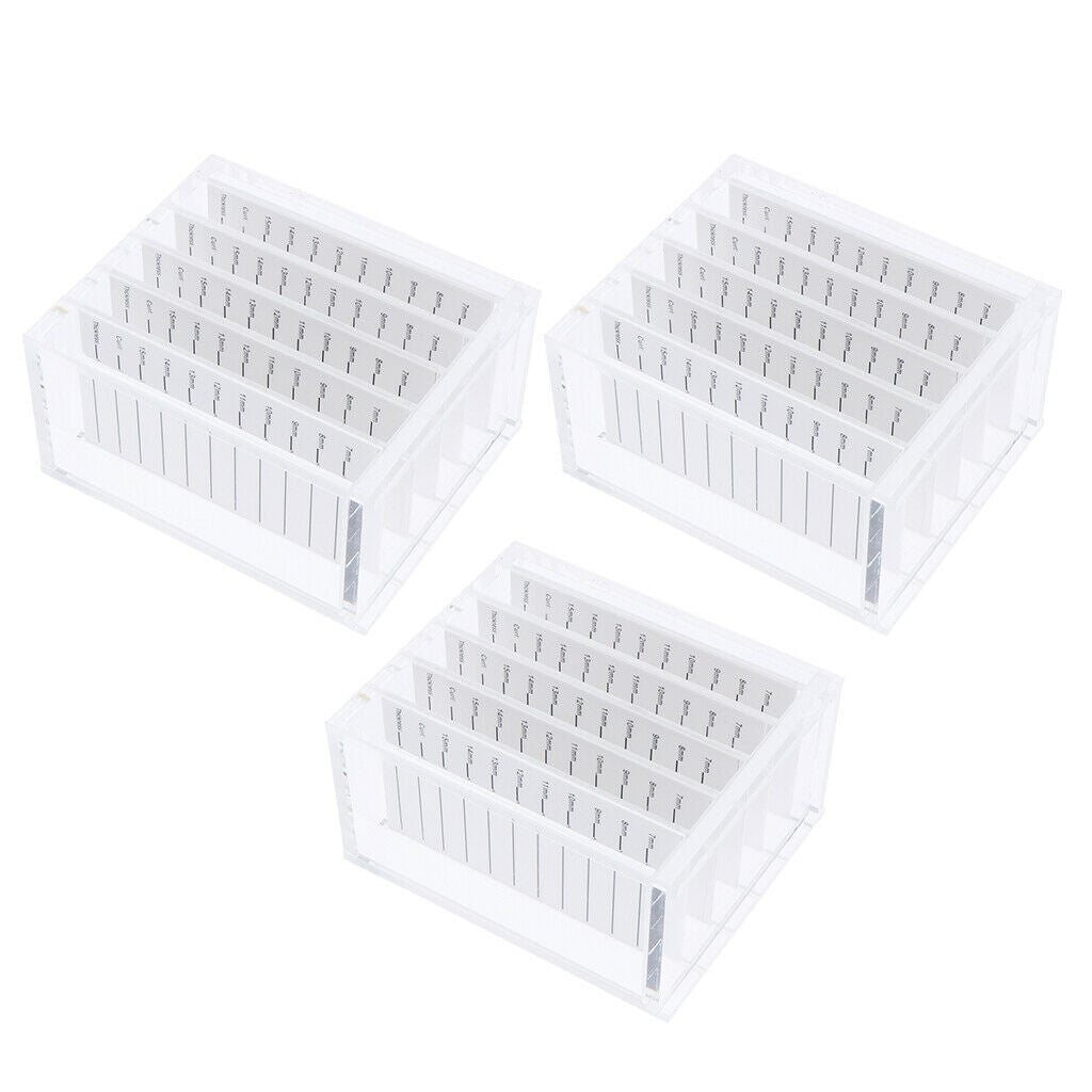 3 Pieces Acrylic 5 Layers False Eyelash Storage Box, Transparent Makeup Display