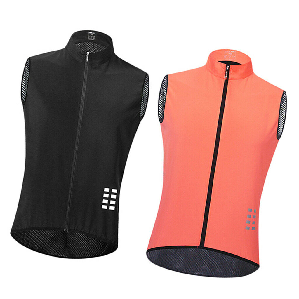 Set of 2 Cycling Sleeveless Vest Biking Jacket Reflective XL-Orange+Black