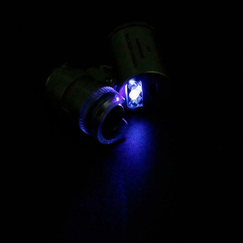 LED Light Mini 60X Magnifier Microscope UV Jeweler Loupe currency Detector HOT