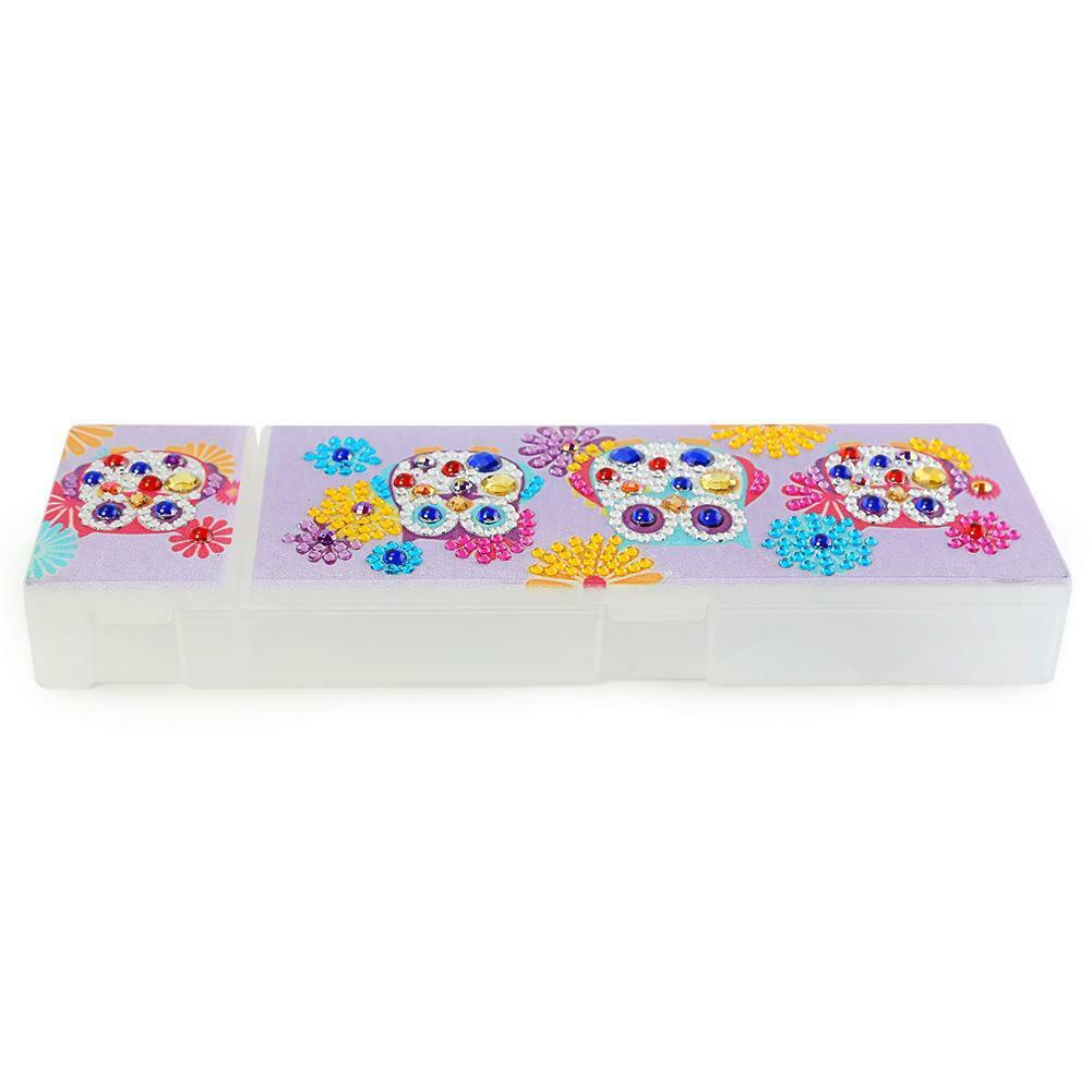 DIY Owl Special Shaped Diamond Painting 2 Grids Pencil Storage Case Gifts @